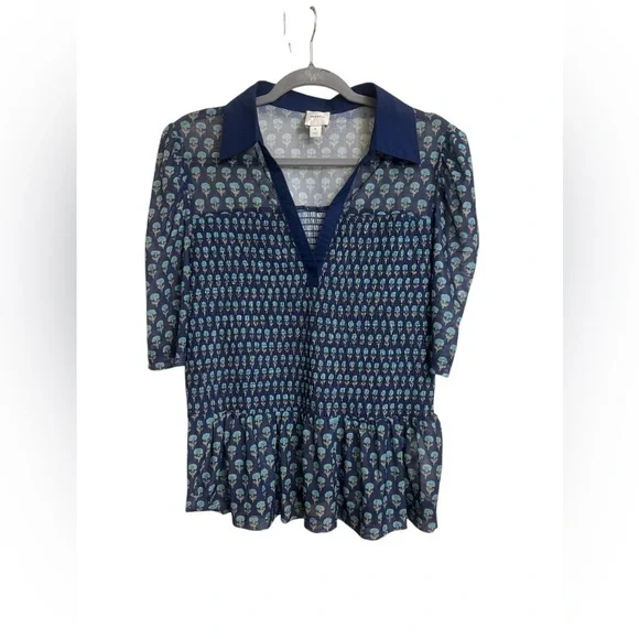 Mauve Smocked Polo Top - Picture 3 of 6